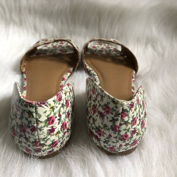 So Shoes Women’s Size 8.5 M Open‎ Toe Rose Floral Print Slip On Flats - Picture 5 of 8